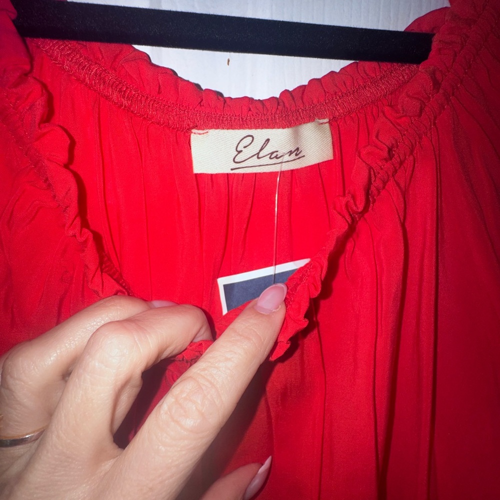 Elan Scarlet Gathered Top